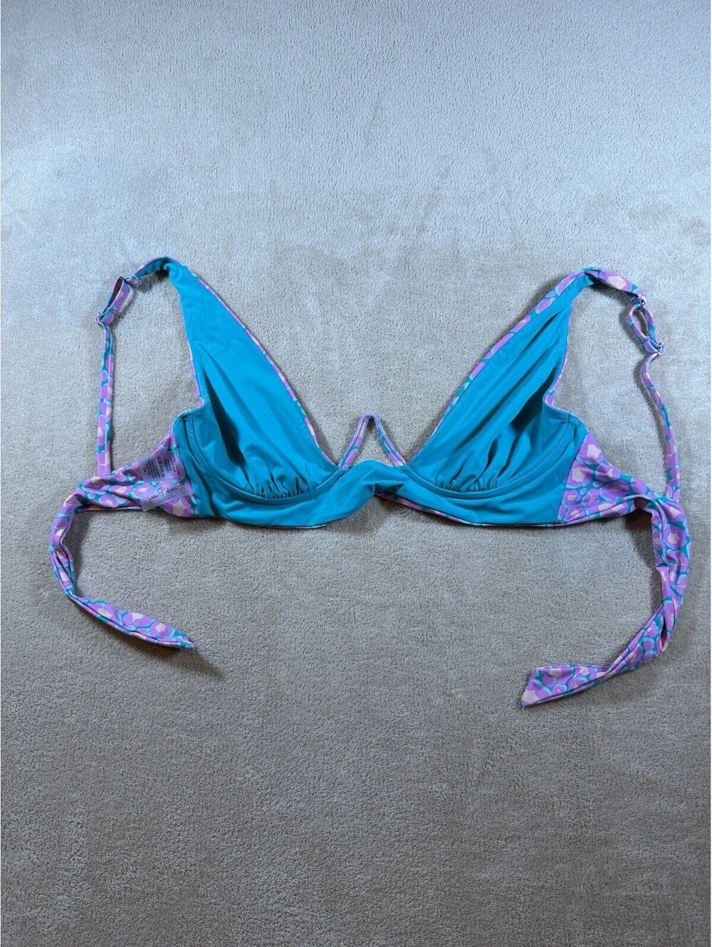 Beach Bunny Hudson High Apex Bikini Top M Pink Multi Leopard Underwire